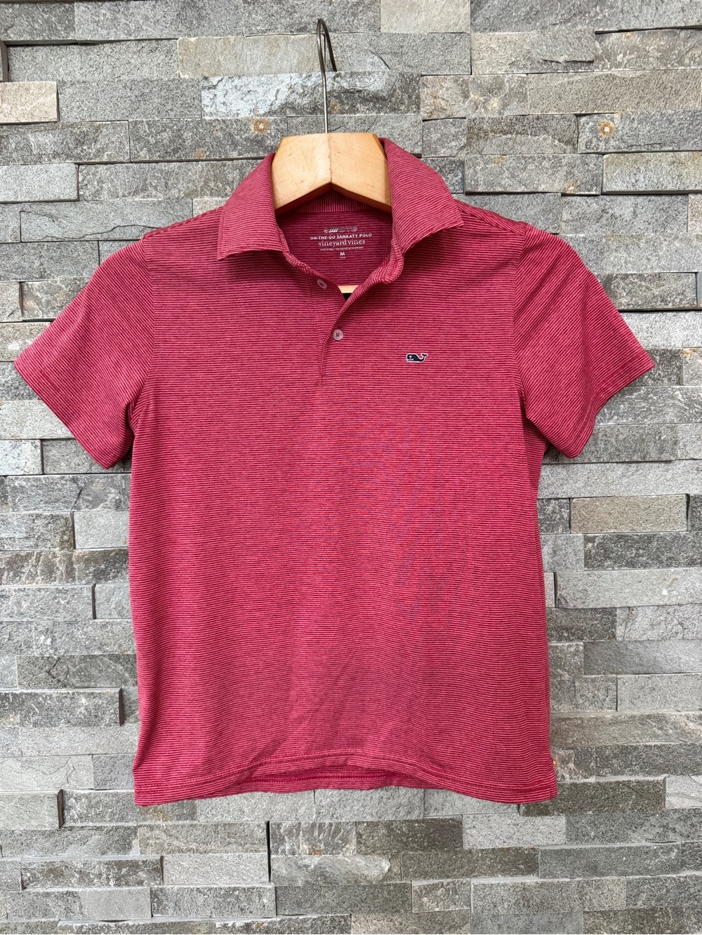 Vineyard Vines On-The-Go Sankaty Polo Red Stripe Golf Shirt Boys Medium 12